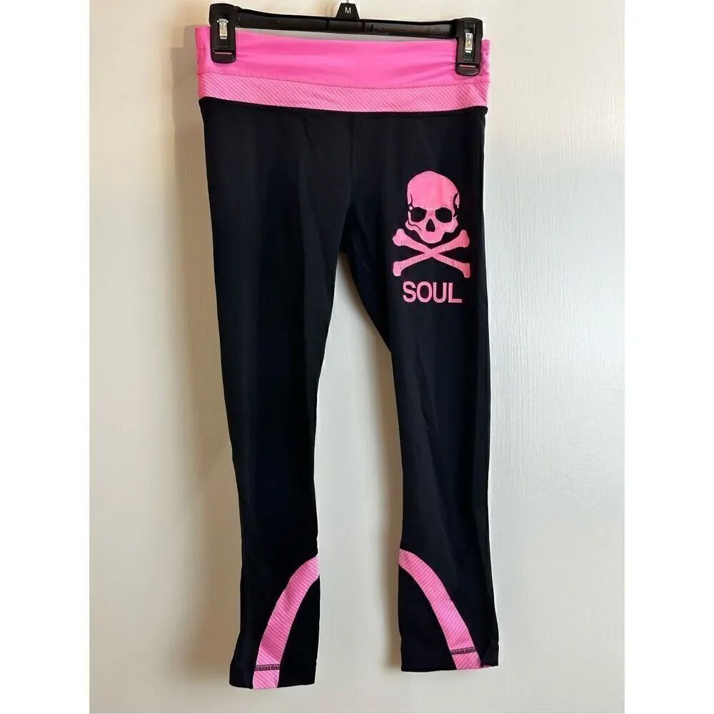 Lululemon Soul Cycle Rare black and pink leggings Size 4